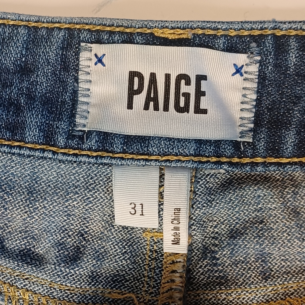 Paige Jimmy Jimmy Midrise Denim Jean Shorts Women's Sz 31 Festival Y2K Boho - Picture 3 of 10